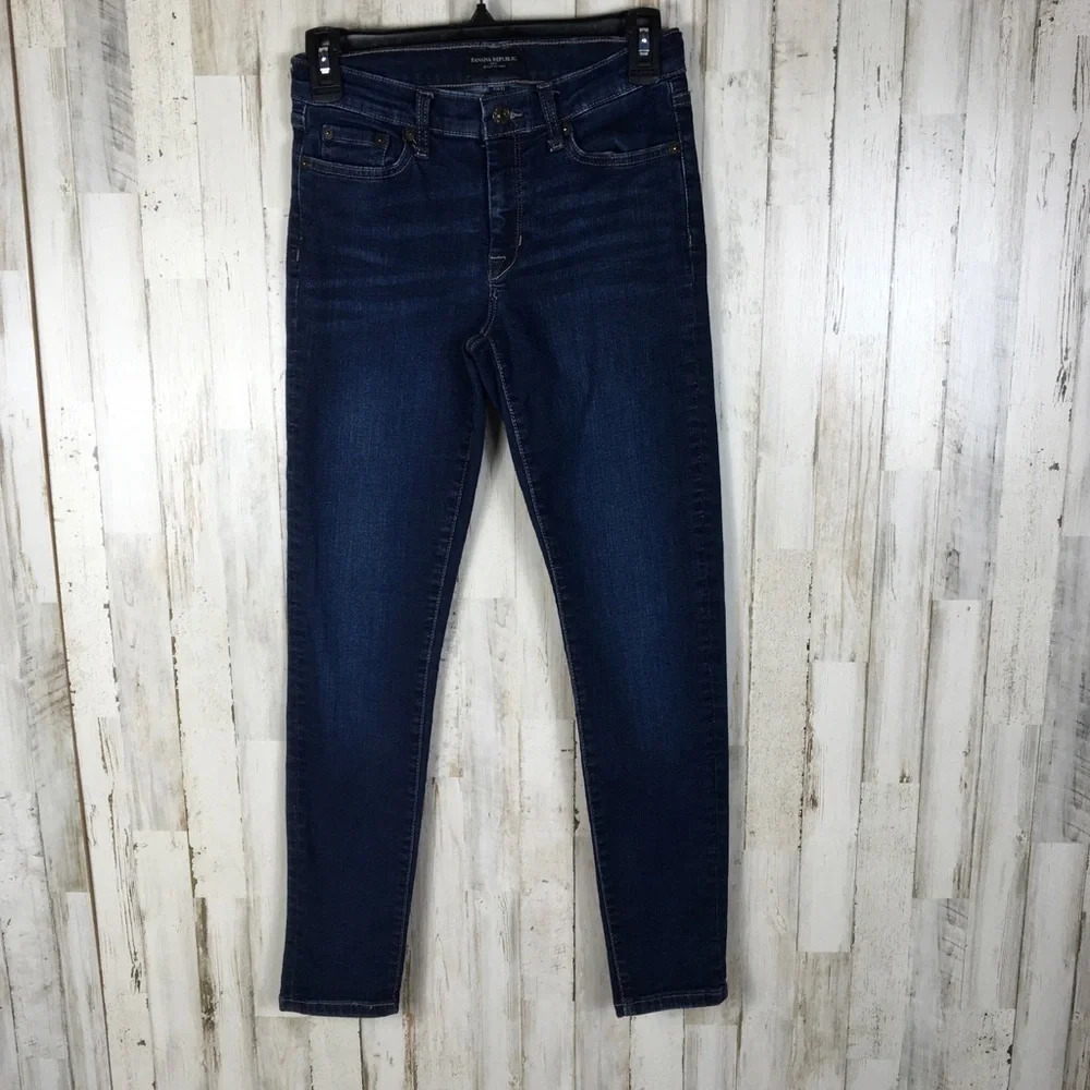 Banana Republic High Waisted Skinny Blue Jeans 0 v6x